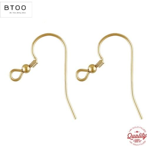 14K Gold Filled Ear Wire With 2mm Bead (0.69mm) Gold Ear Wire for Jewelry Making Handmde DIY Earrings Accessories Clasps Jewelry