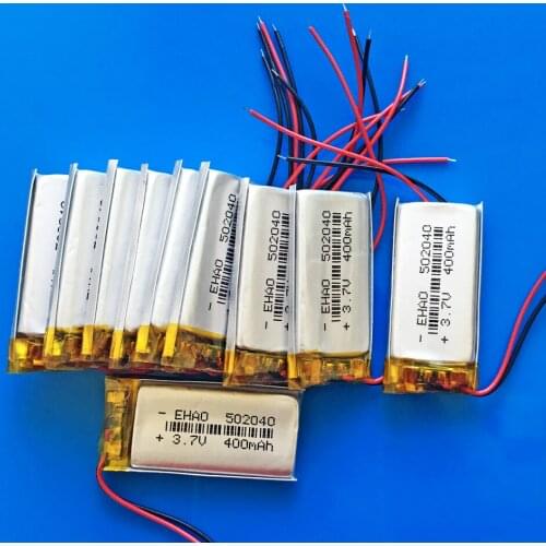 10 pcs 502040 3.7V 400mAh Polymer lithium Lipo battery rechargeable For MP3 BLUETOOTH CE FCC ROHS MSDS quality certification