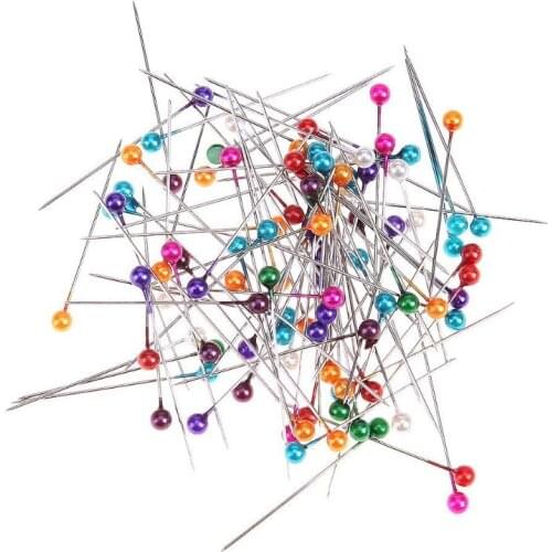 100Pcs Round Pearl Head Dressmaking Pins Weddings Corsage Florists Sewing Pin with box Multi-Color Sewing Pins