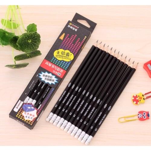 12 Pcs/Box for Sketch School w48 Creative Children 1504 Wooden 2B Pencil