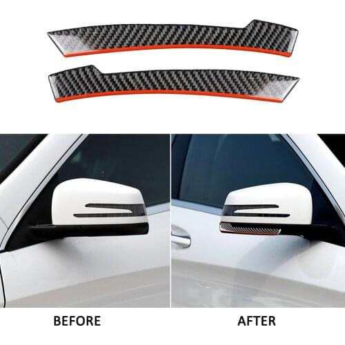 2PCS Car Stickers Rearview Mirror Strip Carbon Fiber Anti-collision Protector Exterior Strip For W204 w212 A/B/C/E/G GLA GLE GLK