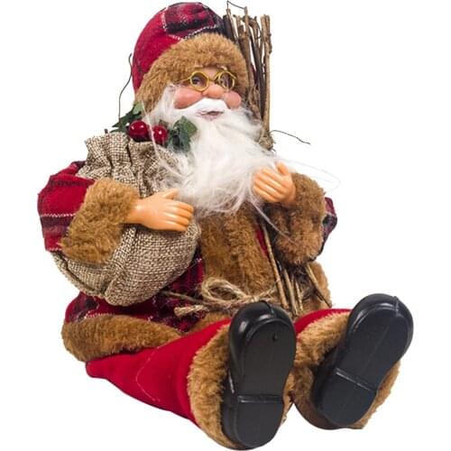2021 Xmas New-Year Santa Claus Sitting Christmas Big Doll Fabric Kid Toys Gift Table Ornament Christmas Decorations For Home