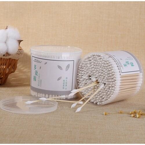 300PCS Cotton Swabs Disposable Double-headed Swabs Buds for Baby Personal Care Makeup Nose Dirt Earwax Eye Stains Removing