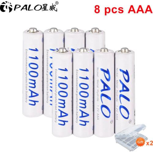 PALO 1100mAh 1.2v AAA Rechargeable Battery AAA Nimh Pre-charge Battery for LED Light Toy Camera MP3 Mp4 Microphone Battery