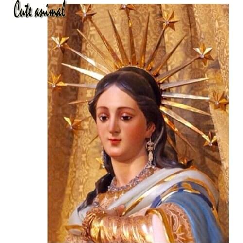 5D cross stitch Diamond embroidery Virgin Mary Full Square round Drill DIY Diamond Mosaic Rhinestones painting Religion Icon