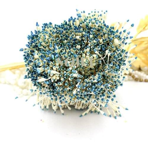 Free Shipping Wholesale 800pcs/Lot 1mm Blue And Ivory Colors Double Heads Flower Pistil Stamen For Cake decoration And DIY