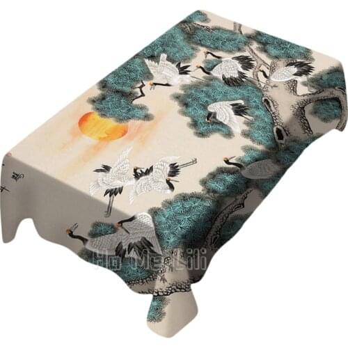 Pine Crane Picture Design Table Cover Dining Decoration