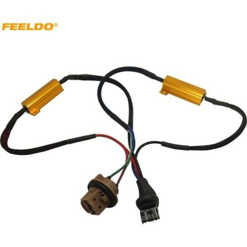 FEELDO 1pc 7443/7444 LED Decoder Car LED Light Error Canceller Adapter Resistor Cable Canbus Function Wire Warning Flashing#5344
