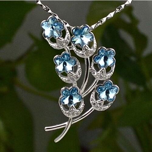Guarantee Plain 925 Sterling Silver, Austria Crystal, tree of life Pendant , 3.6 g, PE37020-blue