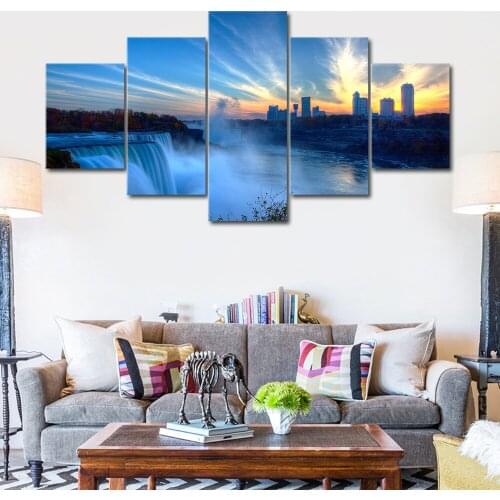 5 panel art posters and print Niagara Falls canvas painting landscape poster home decoration wall art picture living room
