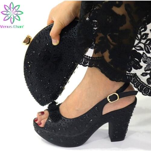 Italian Women Wedding Shoes and Bag Set with Rhinestone High Heels Sexy Ladies Shoes for Women Sandals Plus Size Women Shoes 42