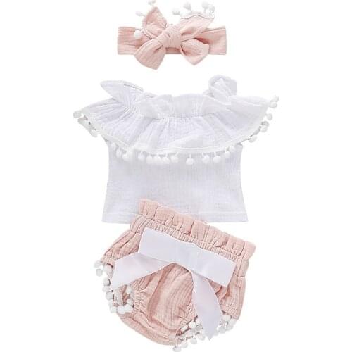 2021 Summer Baby Clothes Set Baby Girl Sleeveless One-shoulder Clothing Set 3PC Newborn Birthday Party Halloween Costume