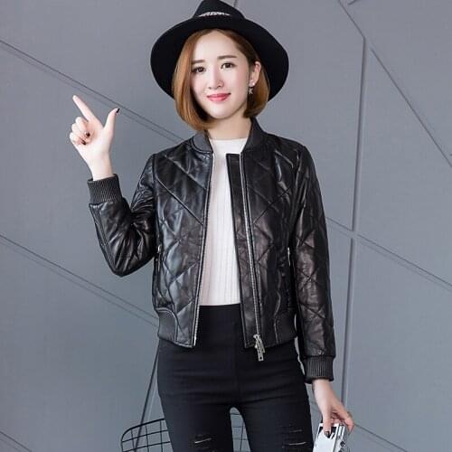 Real Leather Jacket Womens Clothing Motorcycle Jackets for Women Warm Baseball Uniform Sheepskin Winter Coat Femme Veste LXR674
