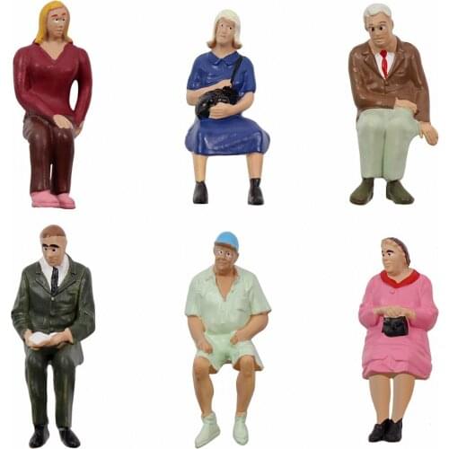Model Trains P2511 Park Scenery 6pcs G Scale 1:25 Painted Seated Figures Sitting People 6pcs Different Poses
