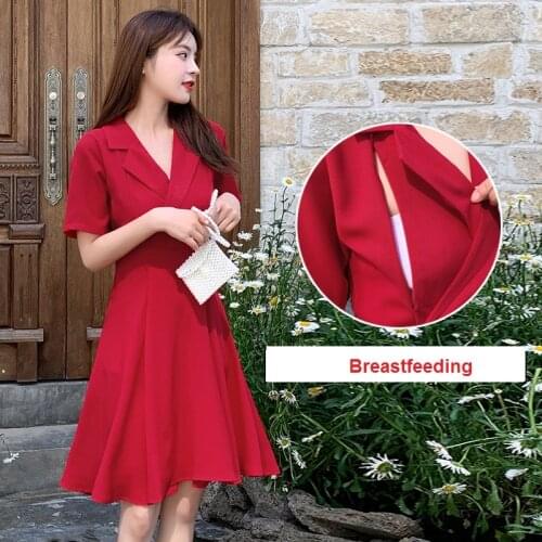 Fashion Solid Breastfeeding Maternity Nursing Dress Summer 2021 Casual Pregnancy Dress clothes for pregnant women Party Dress