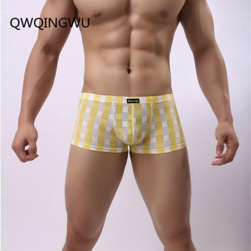 Men Underwear Boxers Breathable Bar Mesh Striped Mens Boxer Shorts Underwear See-through Trunks Shorts Underpants Cueca Boxers