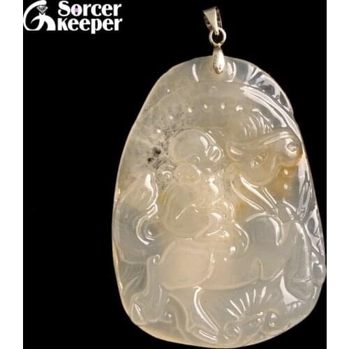 Real Hand-carved Dragon Natural Agates Stone Lucky Amulet Pendant Beads Necklace For Women Men Fashion Charm Jewelry CS035