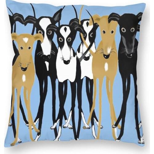 Greyhound Gathering Dogs Pillowcover Home Decor Italian Sihthound Animal Cushions Throw Pillow for Home Double-sided Printing