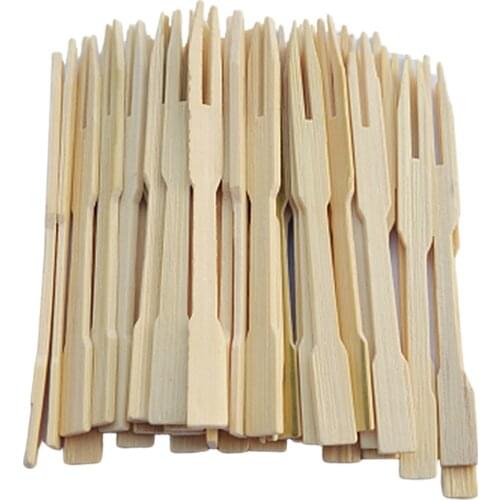 200pcs Disposable Bamboo Catering Forks Appetizer Forks Fruit Sticks For Party