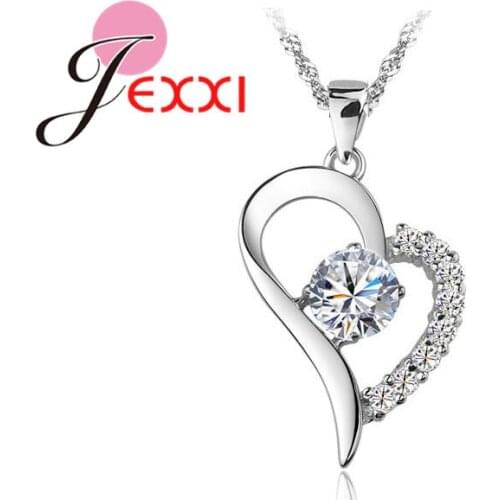 Bulk Collections Pendant Necklace Set 925 Sterling Silver Cubic Zircon Heart Pendant Necklace Lady Jewellery Accessories