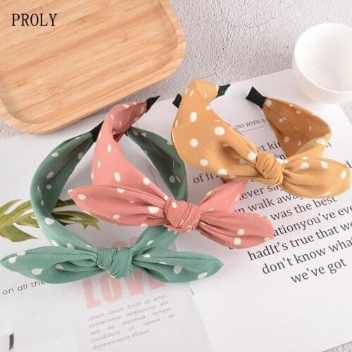 PROLY New Fashion Womens Hairband Big Bowknot Turban Girls Fresh Color Dot Headband Adult Hair Accessories