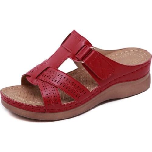 Summer female sandals car line wear-resistant anti-slip large size retro with thick bottom comfortable sandals rty67