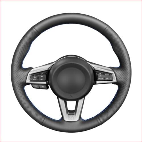 Hand-stitched DIY Black PU Artificial Leather Car Steering Wheel Cover for Mazda MX5 MX-5 2016 2017 2018 2019 2020