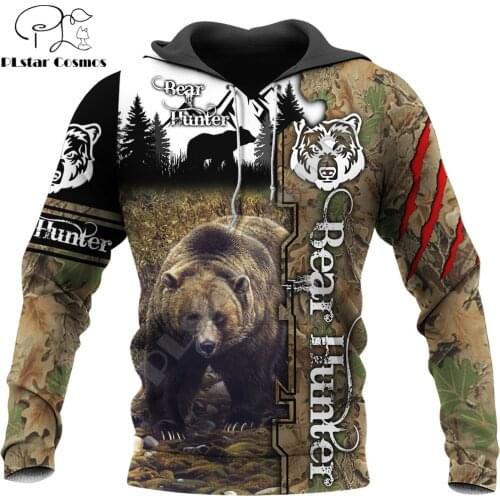 Latest design Bear Hunter 3D Printed Men Hoodie Harajuku Fashion Sweatshirt Unisex Casual Jacket Pullover sudadera hombre DW088