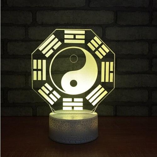 Taiji Bagua 3d Small Desk Lamp Colorful Led Visual Night Lights Creativ White Dressing 3d Table Lamps