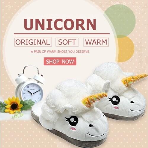 Halloween New Winter Indoor Slippers Plush Home Shoes Unicorn Slippers for Grown Ups Unisex Warm Home Slippers Shoes