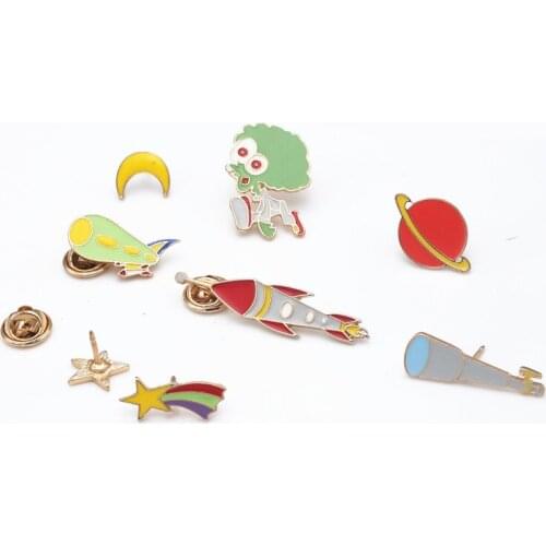 Moon and the stars of the alien planet universe astronomical telescope series drip brooch pin badge jewelry