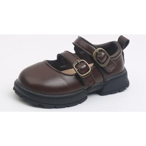 CUZULLAA Kids Girls Elegant Solid Color Hook & Loop Casual Shoes For Children T-Strap Flat Shoes Size 21-30