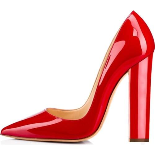 Richealnan Womens Pointed Toe Classic Slip On High Heels Thick Shoes Wedding Office Dress Big Size Chunky Lady Block Pumps