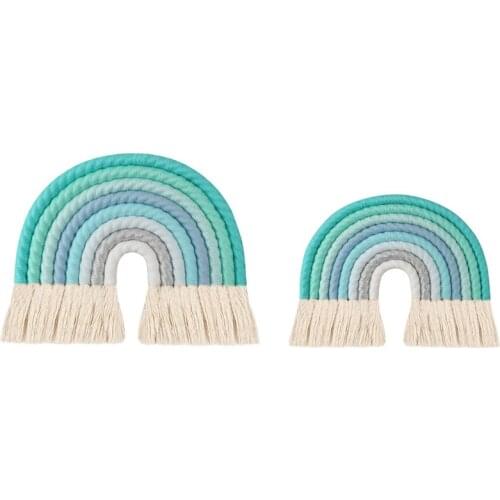 W3JE Macrame Rainbow Wall Hanging Decoration for Boho Woven Nursery Dorm Room Home Decor Baby Shower Party Supplies