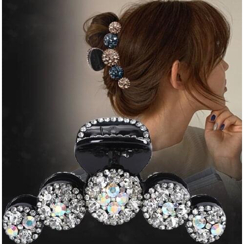 Women Big Rhinestone Hair Claws Crab Hairpins Crystal Hair Clips Barrettes Ponytail Girls Hair Accessories Ornaments Hairgrip