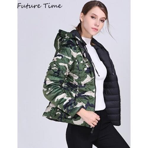 Women Parkas Jackets and Coats for Winter Camouflage Both Sides Can Wear Long Sleeve Thick Warm 2019 Winter Outwear C2003