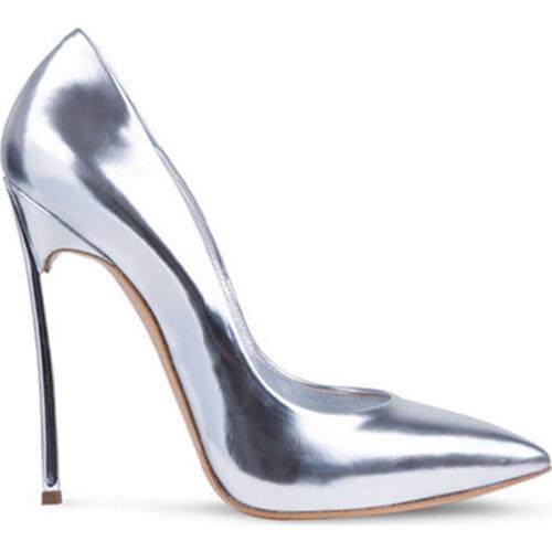 KALMALL Buty Damskie Gold Silver Black Pink Red Sexy Stiletto Pumps Office Party Dress Wedding Shoes 12cm High Heels Plus Size