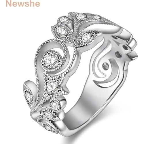 Newshe Unique Design Silver Plated Wedding Engagement Ring For Women Fashion Jewelry 0.2 Ct AAA CZ