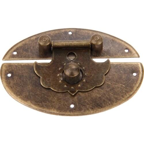 1pc Antique Bronze Oval Latch Flower Hasp w/nails 63*42mm Jewelry Chest Box Buckle Clip Clasp Decor Old Chinese Iron Hardware