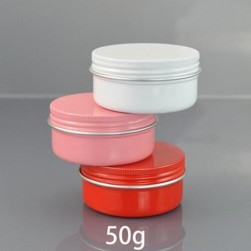 10pcs 50g Empty Aluminum Jar 2oz Cosmetic Lotion Cream Container Candy Spice Tea Coffee Bottle Black White Gold Pink Silver Red