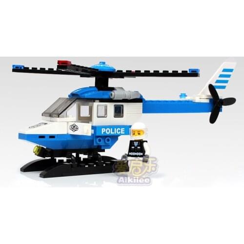 114pcs Police Helicopter Model DIY Fight Inserted Building Blocks Kids Educational Toys Brain Game Toy Brick Gift