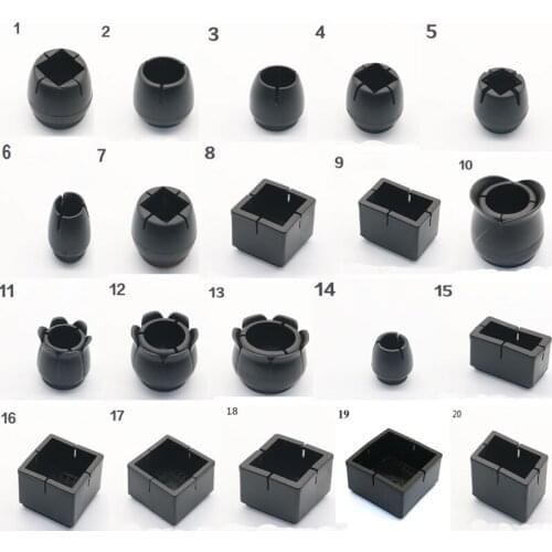 16/8/4pcs Black Furniture Cups Covers Protectors PVC Legs Feet Table Cabinet Chair Desk Cups Covers 20 Types