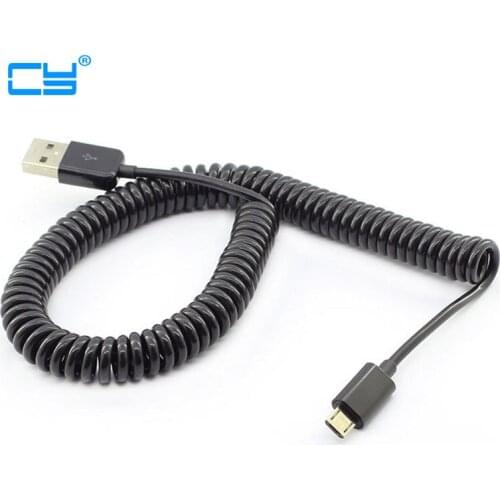 2.5M Convenient type Micro USB Male to usb Male Data transmission line cable Spring line Flexible wire 250cm for Mobile phones