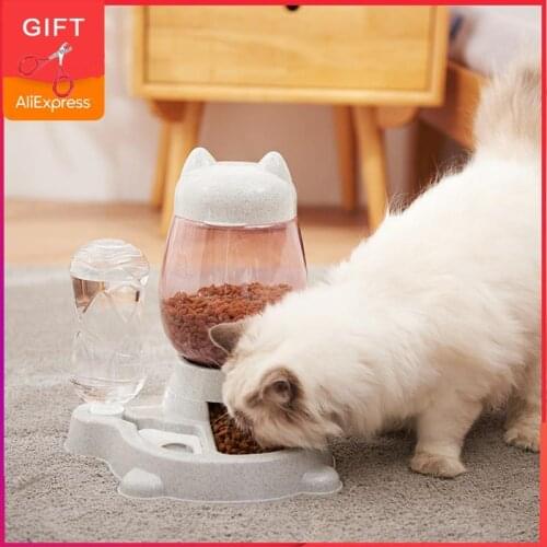 2020 New 2.2L Pet Dog Cat Automatic Feeder Bowl Slow Food Feeding Container Supplies for Dog Drinking Water 528ml Bottle Kitten
