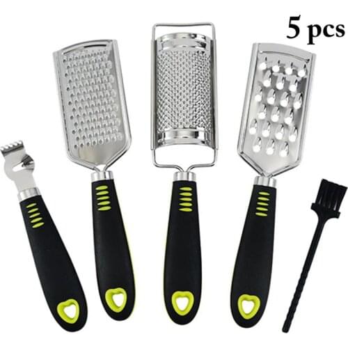 4 Pcs Multi-Purpose Cheese Grater Stainless Steel Vegetable Fruit Lemon Shredder With Cleaning Brush Kitchen Cheese Gadgets