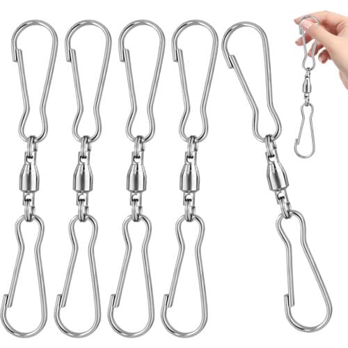 5pcs Stainless Steel Swivel Hooks Clips Hanger Rotating Hook For Hanging Wind Spinners Wind Chimes Flower Basket Bird Feeders