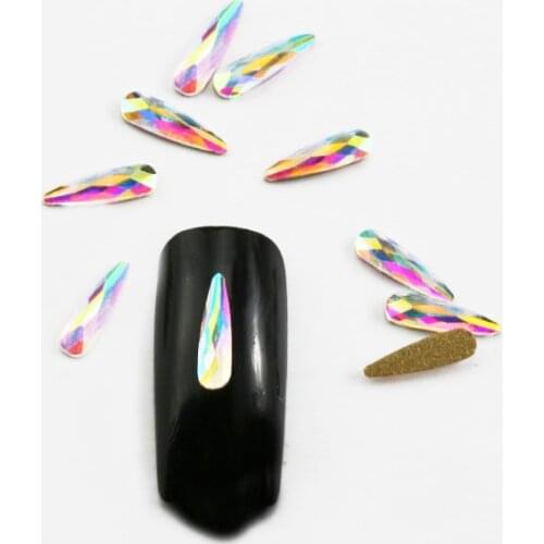 50Pcs Nail Art Diamonds Glass Crystal 3d AB Rhinestones Decorations Rainbow Jewelry Charms Dekors Water Drop Strass Gemstones