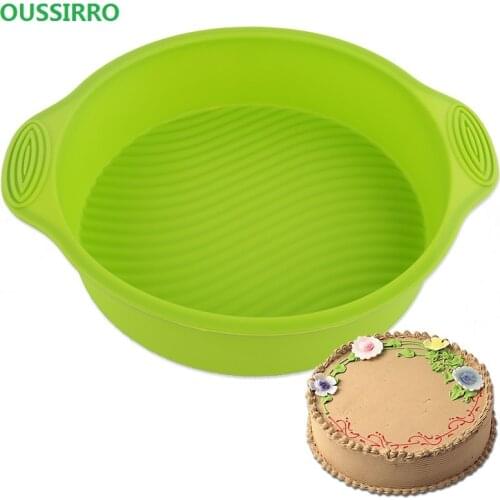 9 inch 28.5*24.5*6.2cm 175g DlY Round Shape 3D Silicone Cake Dies Baking Tools Bakeware Maker Mold Tray Baking Random Color
