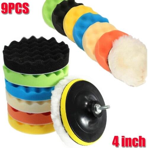 9Pcs/Set Car Buffing Buffer Pad 4 Inch 100mm Waxing Polishing Wave Sponge Pad Kit For Polisher M10 Thread Abrasive Tools