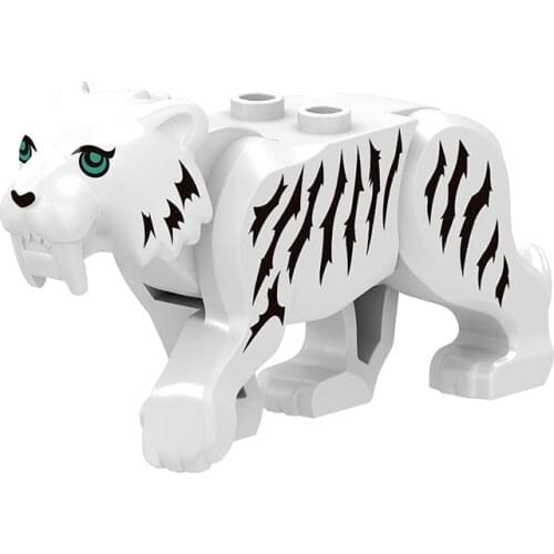 Locking City Animals Compatible Educational Toys Accessories Childs Birthday Oresent White Tiger Building Blocks Figures Madel